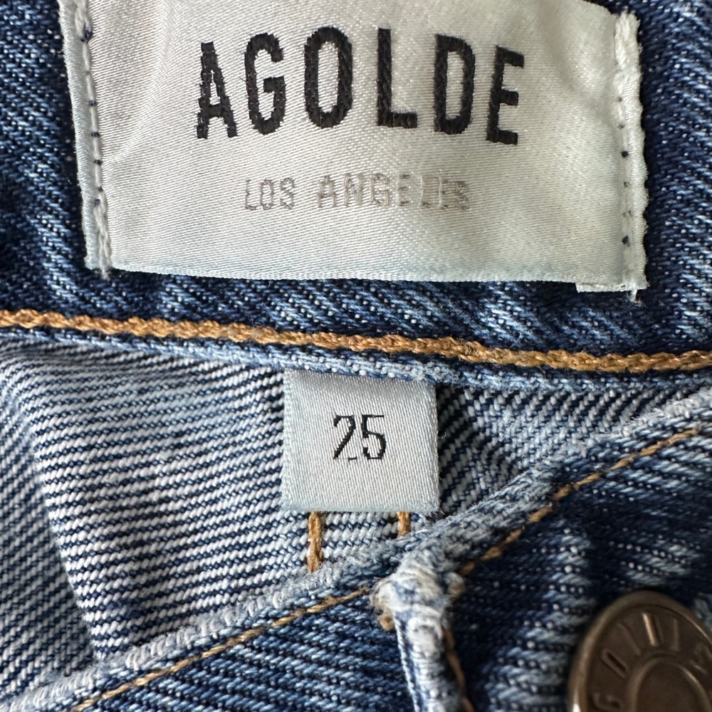 AGOLDE Pinch Waist High Rise Straight Leg Jeans Blue Cotton A095-811 Size 25 - Picture 5 of 10